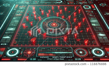 Illustration of a sci-fi strategic board game 118876886