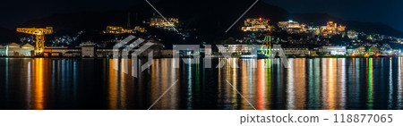Panorama of the night view of Mizube no Mori Park [Nagasaki City] 118877065