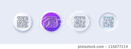 Maze line icon. Neumorphic, Purple gradient, 3d pin buttons. Labyrinth game sign. Find exit way symbol. Line icons. Neumorphic buttons with outline signs. Vector Maze line icon. Neumorphic, Purple gradient, 3d pin buttons. Labyrinth game sign. Find exit way symbol. Line icons. Neumorphic buttons with outline signs. Vector 118877214