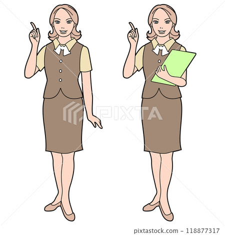 10-3 Office lady explaining 118877317
