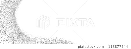 A wave of black dots with a sandy texture. An abstract, grainy background featuring a noisy gradient pattern. 118877344