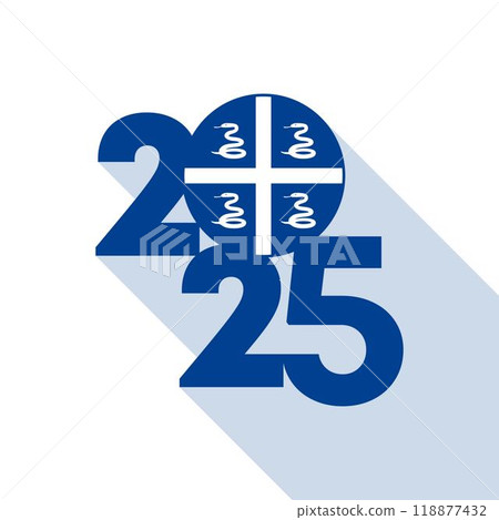 2025 banner with Martinique flag inside. Vector illustration. 118877432