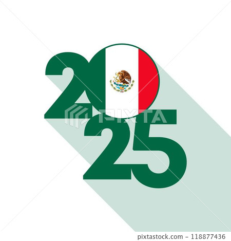 2025 banner with Mexico flag inside. Vector illustration. 118877436