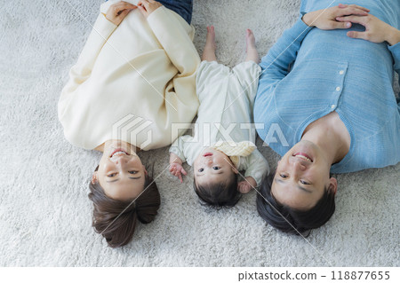 A family relaxing in the living room 118877655
