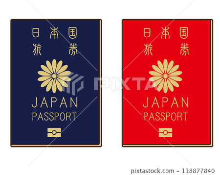簡單的日本護照插畫素材集 118877840