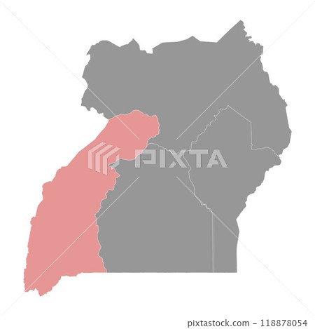 Western Region map, administrative division of Uganda. Vector illustration. Western Region map, administrative division of Uganda. Vector illustration. 118878054