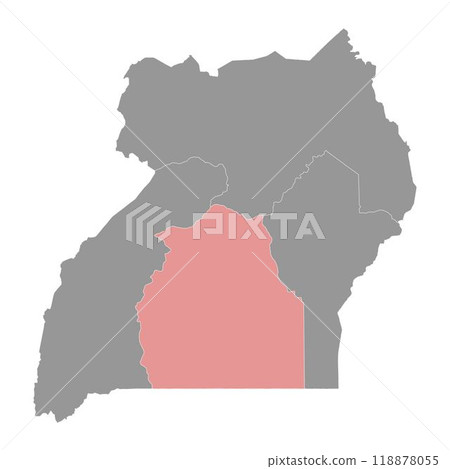 Central Region map, administrative division of Uganda. Vector illustration. Central Region map, administrative division of Uganda. Vector illustration. 118878055
