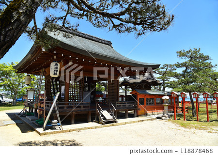 Karasaki Shrine shining against the blue sky 118878468