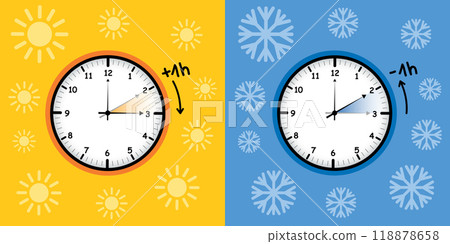 summer time and winter time concept with clock vector illustration 118878658