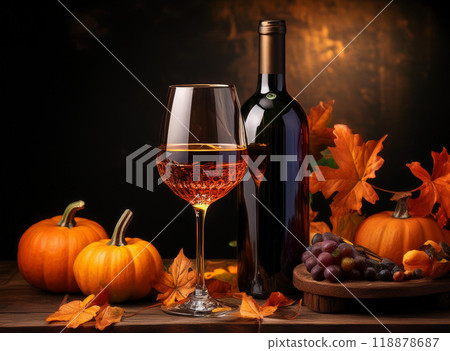Halloween pumpkin and wine 118878687