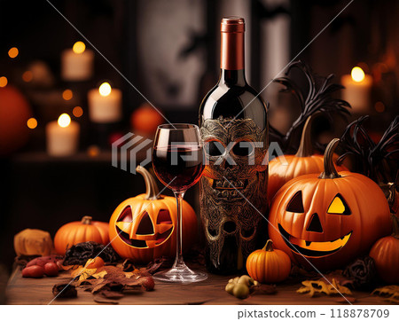 萬聖節南瓜和酒 萬聖節南瓜和酒 118878709