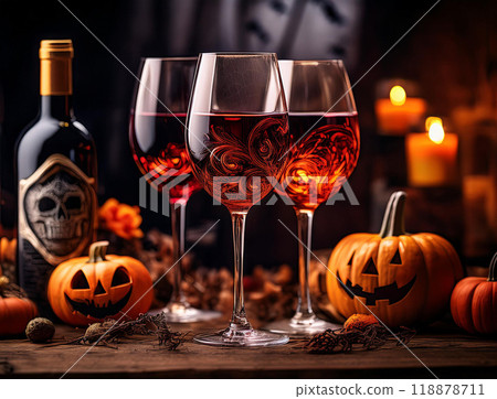 萬聖節南瓜和酒 118878711