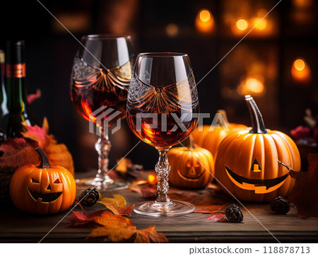 萬聖節南瓜和酒 118878713