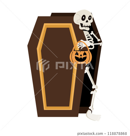Halloween skeleton wake up in coffin cartoon 118878868