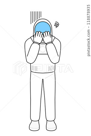 Depressed astronaut covering his face 118878935