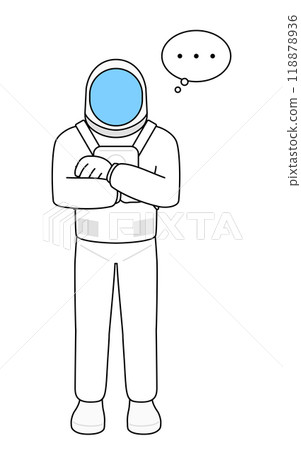 Astronaut thinking with arms folded 118878936