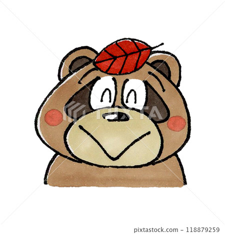 Happy raccoon character with a leaf on his head Happy raccoon character with a leaf on his head 118879259