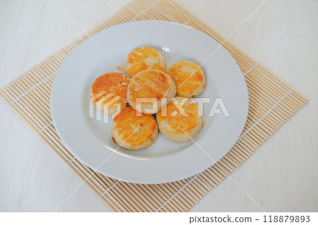 peanut cookies on a white plate, closeup of photo peanut cookies on a white plate, closeup of photo 118879893