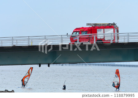 A fire engine returning to the station after work A fire engine returning to the station after work 118879995