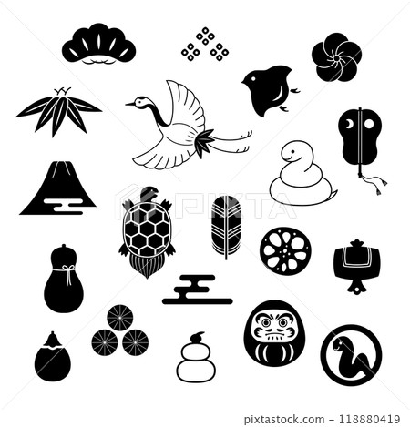 Simple lucky charm material set, black and white 118880419