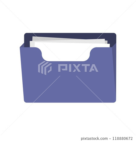 Office folder icon. File folder with documents. Folder for reports and archive cases. Office folder icon. File folder with documents. Folder for reports and archive cases. 118880672