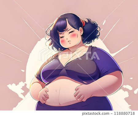 Image of a woman worried about her belly fat 118880718