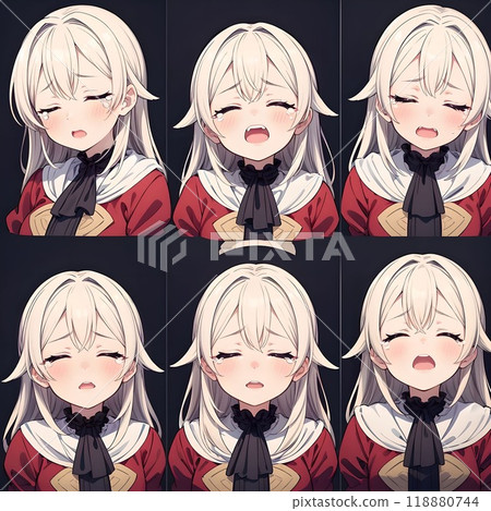 女孩哭臉圖示的插圖 118880744