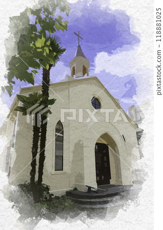 Watercolor style Kobe Kobe Baptist Church Kobe City, Hyogo Prefecture 118881025