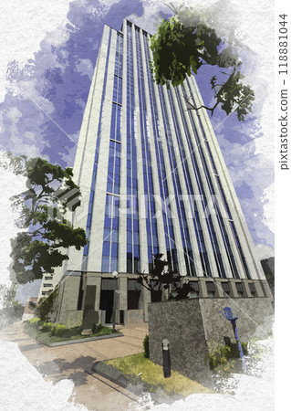 Watercolor style Kobe Kobe KEPCO Building Kobe City, Hyogo Prefecture Watercolor style Kobe Kobe KEPCO Building Kobe City, Hyogo Prefecture 118881044