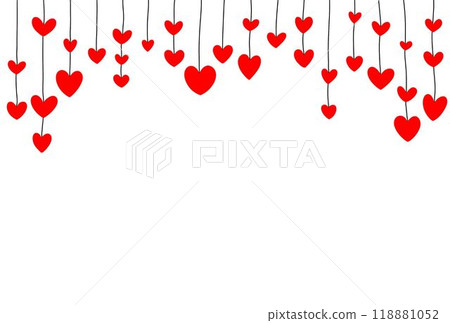 Red heart garland postcard Red heart garland postcard 118881052