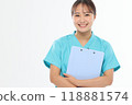 A nurse with a medical record 118881574