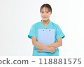 A nurse with a medical record 118881575