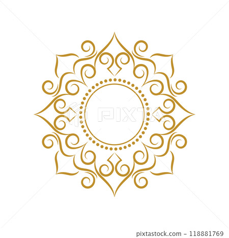 Elegant luxury vintage gold floral frame on white background 118881769