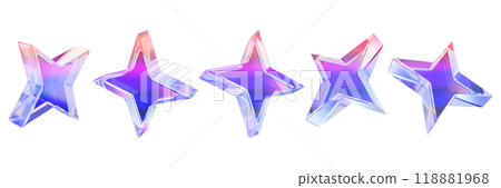 3D glass star icon set, crystal futuristic cosmic abstract shapes, brutal y2k fluid shiny object kit 3D glass star icon set, crystal futuristic cosmic abstract shapes, brutal y2k fluid shiny object kit 118881968