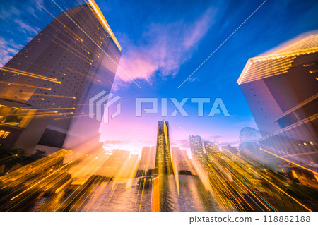 Yokohama cityscape in Japan in October. View of the Minato Mirai area including Yokohama Landmark Tower and APA Hotel = 1st 118882188