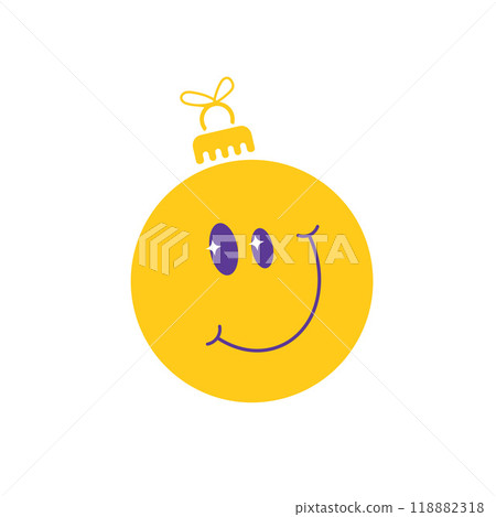 Yellow smiling face with Christmas ornament 118882318