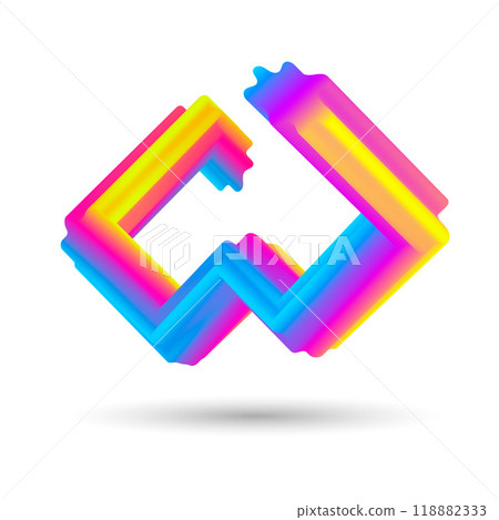 Abstract 3D geometric shape vibrant gradient 118882333