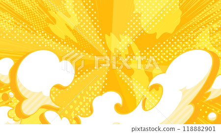 American comic style_landing smoke effect background_yellow_16:9 American comic style_landing smoke effect background_yellow_16:9 118882901