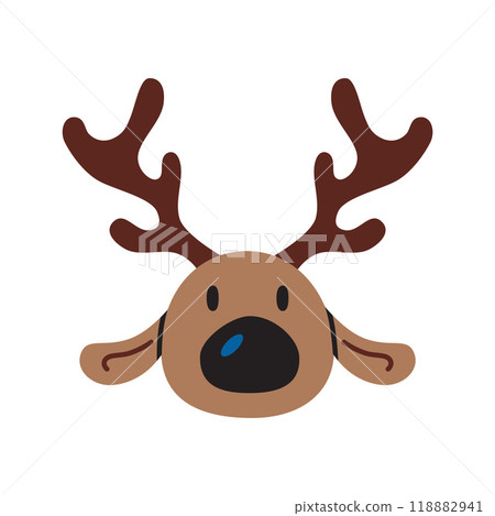 Cute Christmas deer head. Trendy modern vector illustration isolated on white background, hand drawn, flat design Cute Christmas deer head. Trendy modern vector illustration isolated on white background, hand drawn, flat design 118882941