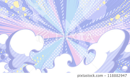 American comic style_Landing smoke effect background_Purple_16:9 118882947