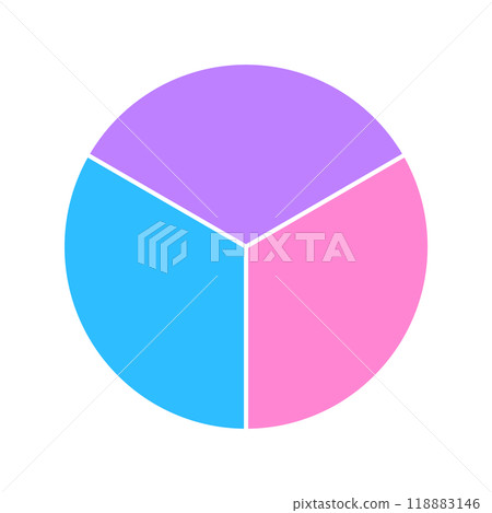 簡單的圓分為三個相等的部分-具有三種類型和類別的簡單設計材料 簡單的圓分為三個相等的部分-具有三種類型和類別的簡單設計材料 118883146