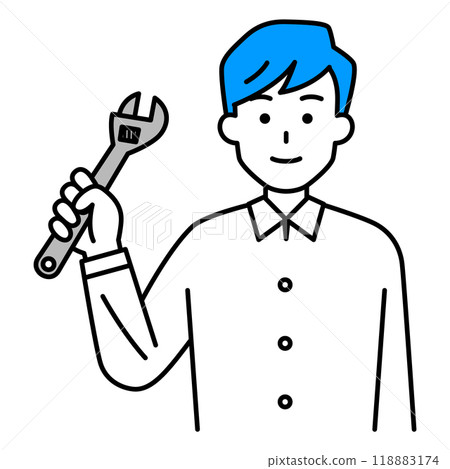 有活動扳手的休閒男人 118883174