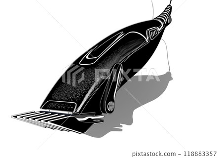 Electric hair clipper. Hairdressing tool. Hair shaving machine. Electric hair clipper. Hairdressing tool. Hair shaving machine. 118883357