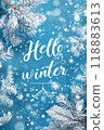Welcome the winter season with snowy vertical background and festive message. Generative AI 118883613