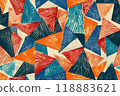 Abstract geometric seamless pattern in vibrant colors with triangles. Generative AI 118883621