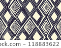 Abstract seamless diamond pattern, navy blue and cream, geometric shapes, bold lines. Generative AI 118883622
