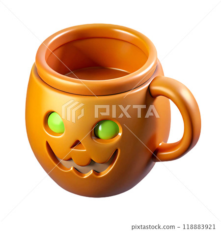 Festive Halloween Pumpkin Mug with Spooky Jack-O-Lantern Design 118883921