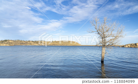 winter landscape of Horsetooth Reservoir at foothills of northern Colorado winter landscape of Horsetooth Reservoir at foothills of northern Colorado 118884099