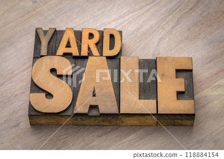 yard sale words in retro grunge wood letterpress printing blocks yard sale words in retro grunge wood letterpress printing blocks 118884154