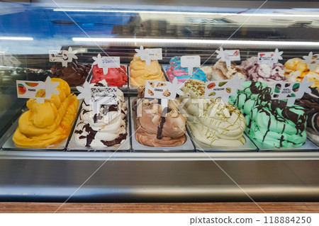 Different flavors of italian ice cream at Spain Different flavors of italian ice cream at Spain 118884250